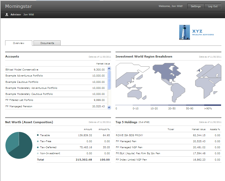 Optional client overview